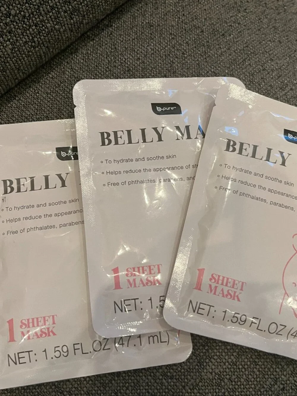 Belly Masks (Set of 3) ‎ Hydrating Soothing Stretch Mark Care B-Pure (THREE)
